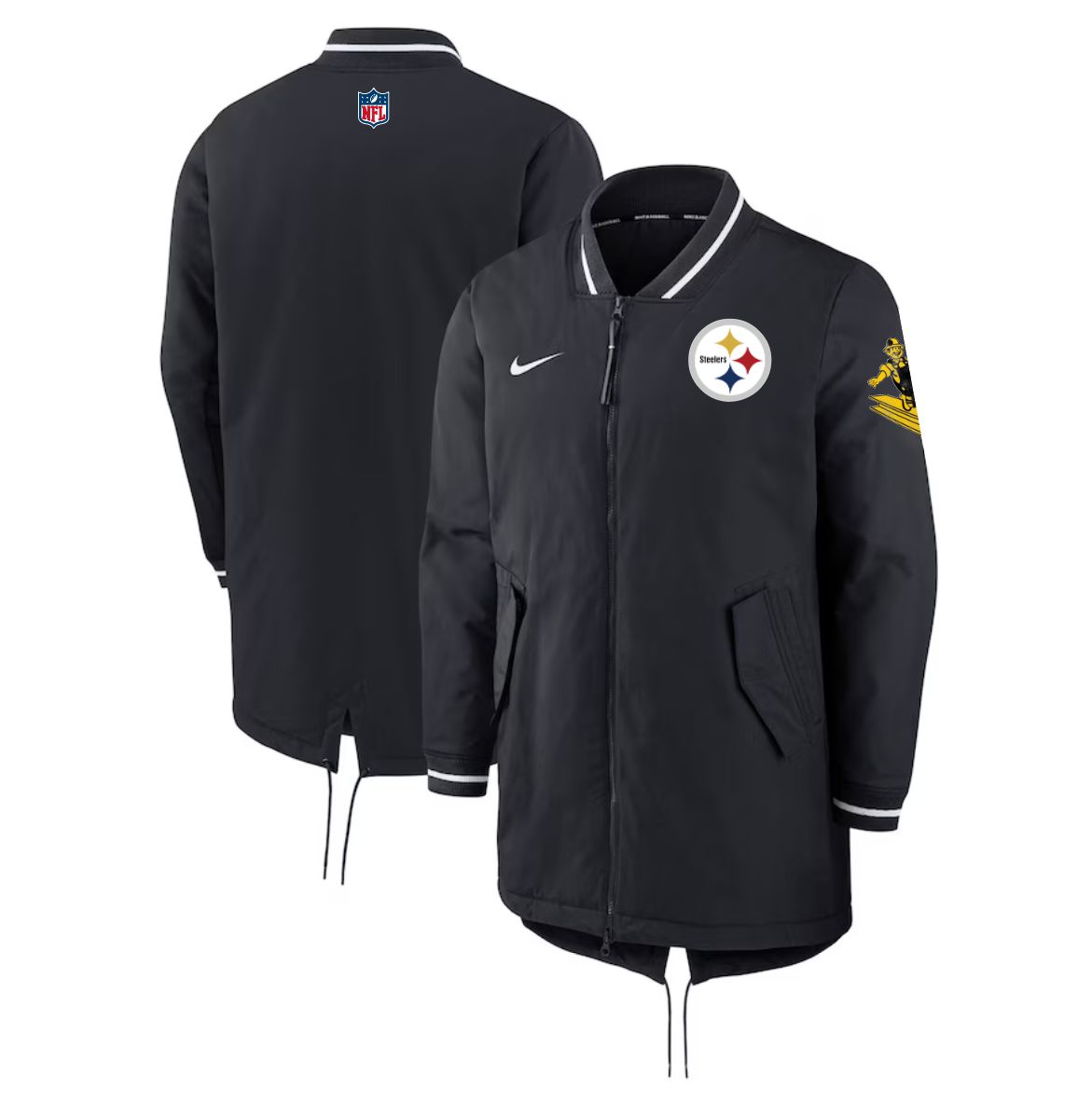 Men 2026 NFL Pittsburgh Steelers black Extended Cotton Jacket style 01-0